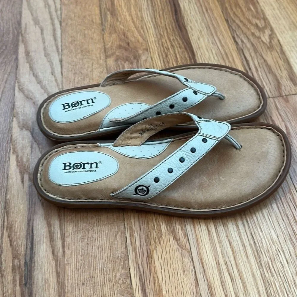 Born Women Cream Ivory Leather Sandal Women’s Size 7